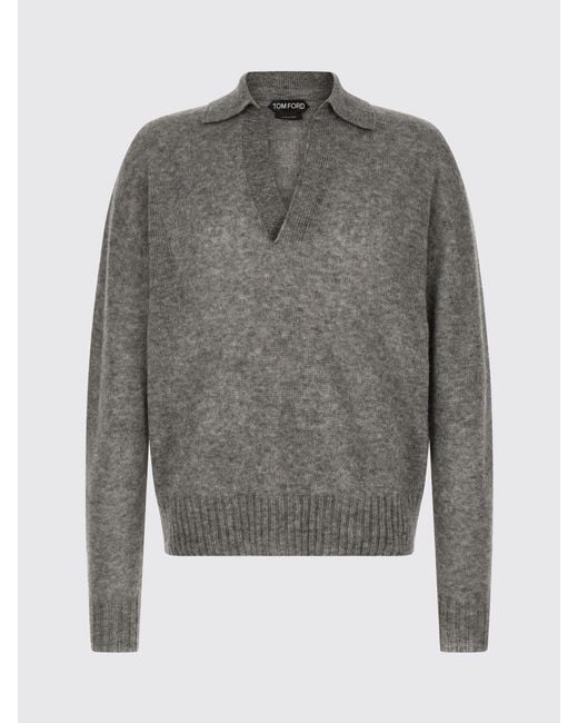 Tom Ford Gray Long-Sleeved Polo for men