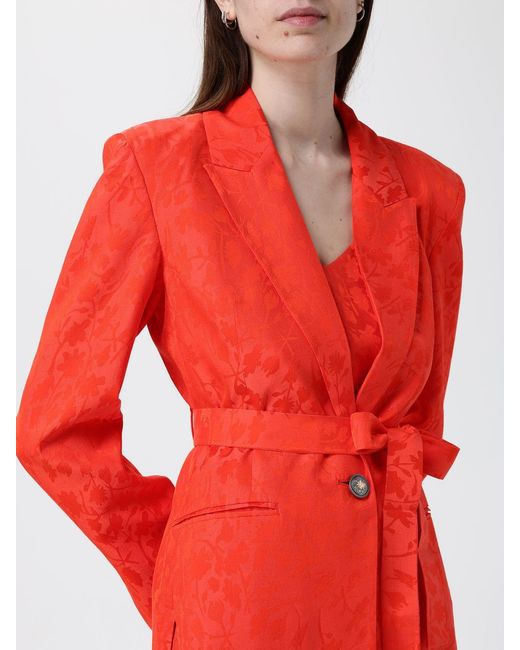 Pinko Red Castelnovo Fluid Jacquard Viscose And Modal Blazer