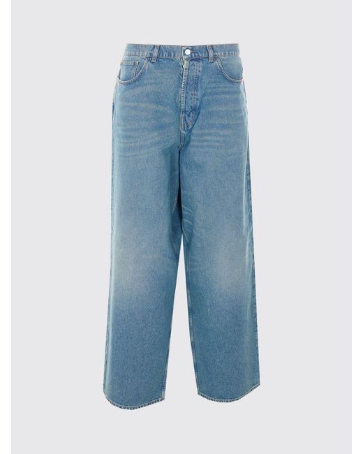 AMISH Blue Huge Straight Fit Distressed Effect Cotton Denim Jeans for men