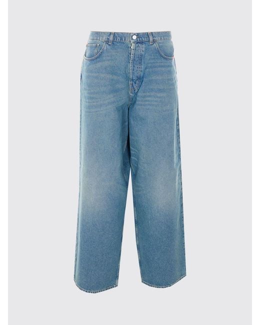 AMISH Blue Huge Straight Fit Distressed Effect Cotton Denim Jeans for men