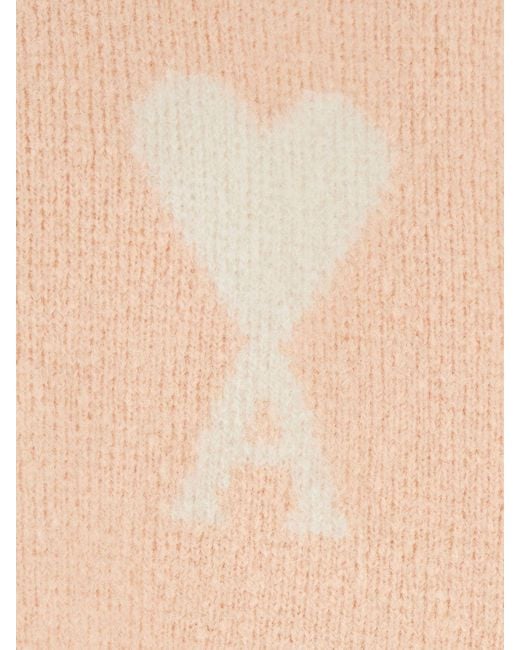 AMI Blue Jacquard Logo Alpaca And Wool Blend Crewneck Jumper for men