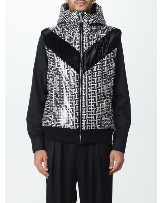 Balmain: Black Monogram Puffer Jacket