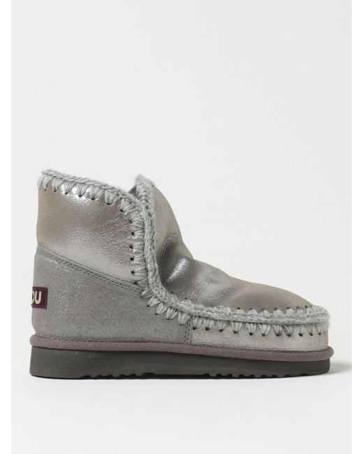 Mou Gray Flat Ankle Boots
