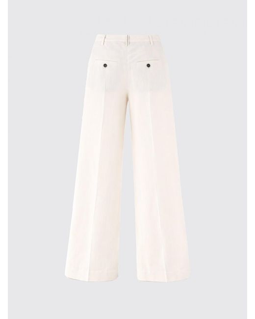 Brunello Cucinelli White Linen Blend Wide-Leg Trousers
