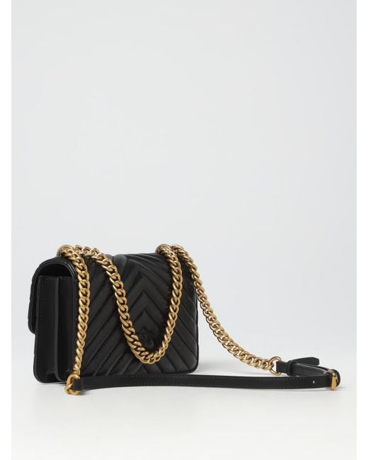 Pinko Black Love One Mini Tasche Aus Gestepptem Nappa