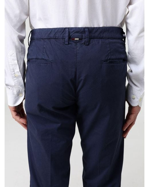 Mason's Blue Cotton Stretch Chino Trousers for men