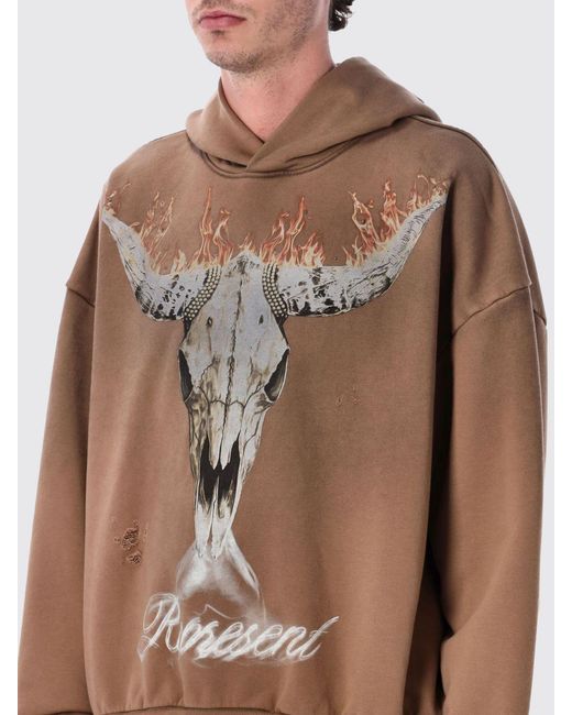 Represent Brown Cotton Hoodie With Logo for men