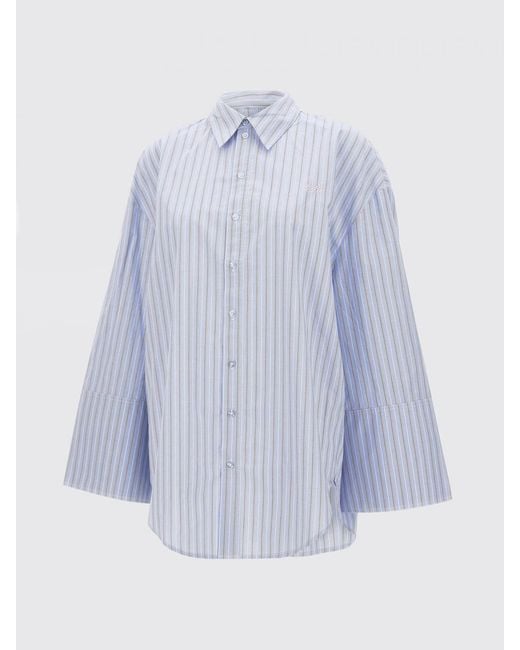 ROTATE BIRGER CHRISTENSEN Blue Striped Cotton Shirt