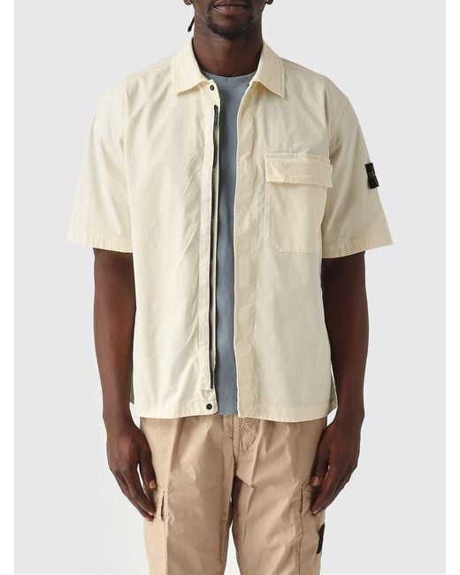 Stone Island Natural Stretch Cotton Shirt for men