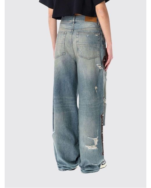 Amiri Blue Distressed Denim Wide-Leg Jeans