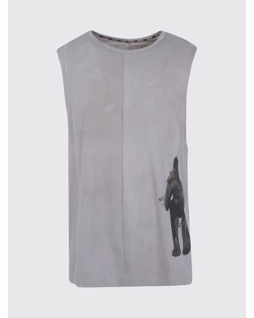 Ziggy Chen Gray Graphic Print 100% Cotton Tank Top With Crew Neck for men