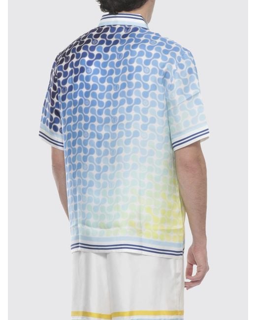 Casablanca Blue Printed Silk Casual Shirt for men