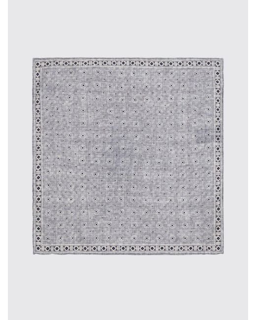 Brunello Cucinelli Gray Geometric Pattern Silk Pochette for men