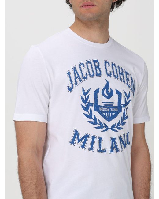 T-shirt in cotone con logo di Jacob Cohen in White da Uomo
