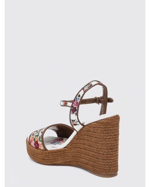 Dolce & Gabbana Pink Dolce &Amp Gabbana Nappa Wedge Sandals With Floral Embroidery