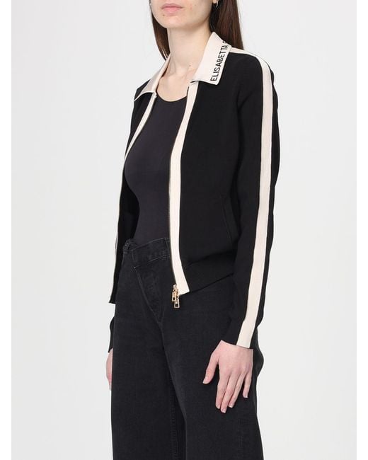 Elisabetta Franchi Black Logo Viscose Knit Polo Cardigan