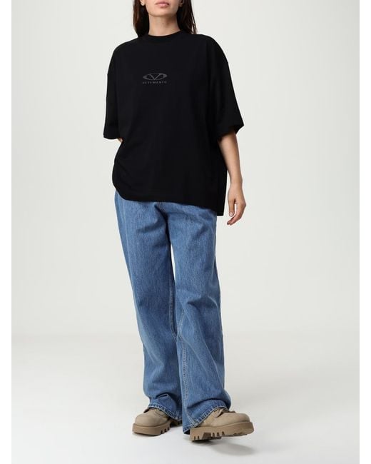 Vetements Blue High-Waisted Denim Jeans With Wide Leg For Stylish Comfort