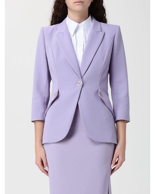 Elisabetta Franchi Purple Crêpe Single Breasted Blazer
