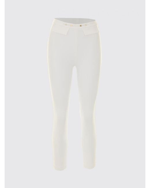 Elisabetta Franchi White High-Waisted Skinny Crêpe Trousers With Flap Pockets