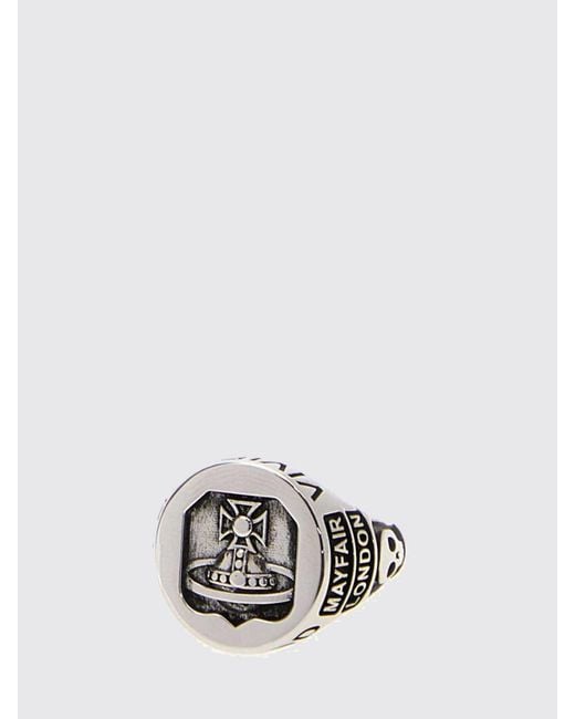 Vivienne Westwood White Lancelot Orb Logo Metal Ring