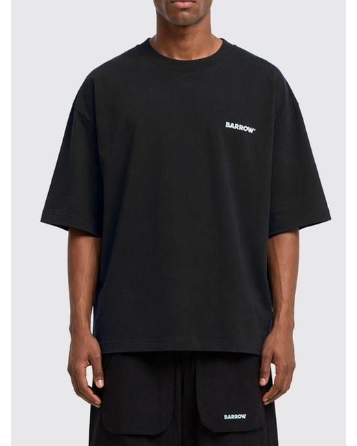 Barrow Black Cotton T-Shirt With Logo for men