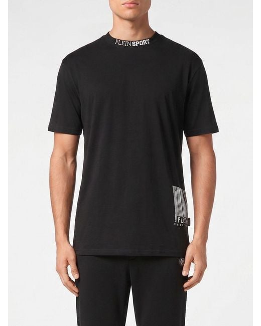 Philipp Plein Black Slim Fit Cotton T-Shirt With Contrast Logo for men