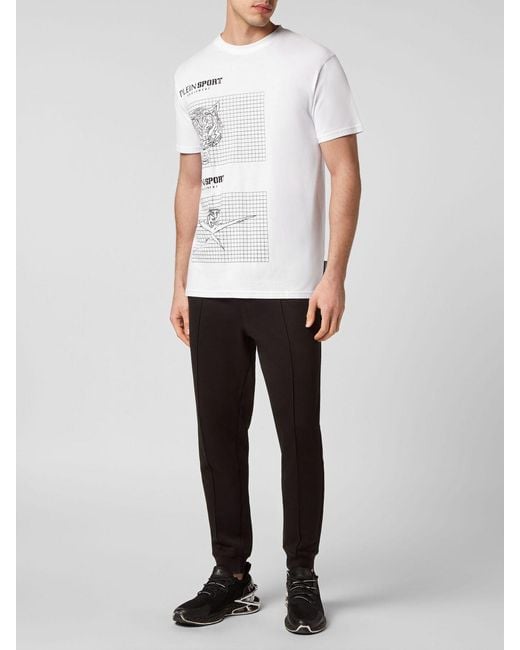 Philipp Plein White Cotton T-Shirt With Contrast Graphic Print for men