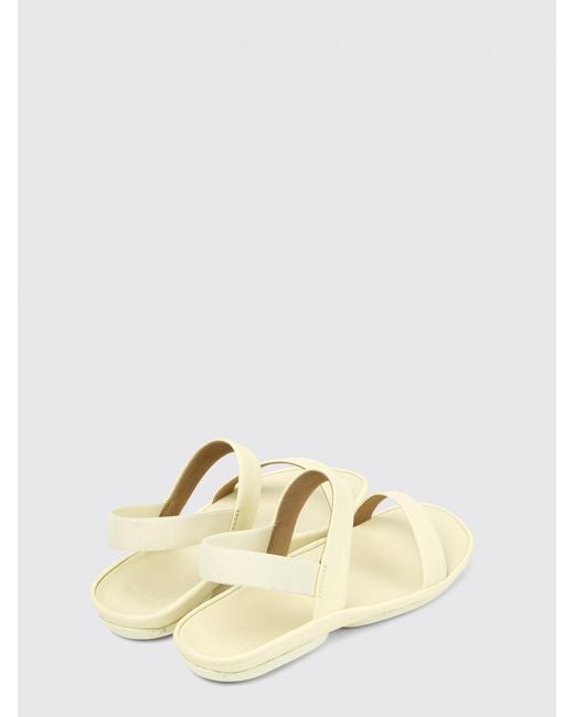 Camper Natural Right Isla Leather Low-Heeled Slingback Sandals With Open Toe