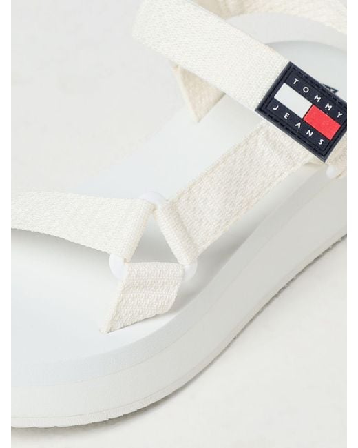 Sandalo in tessuto con patch di Tommy Hilfiger in White