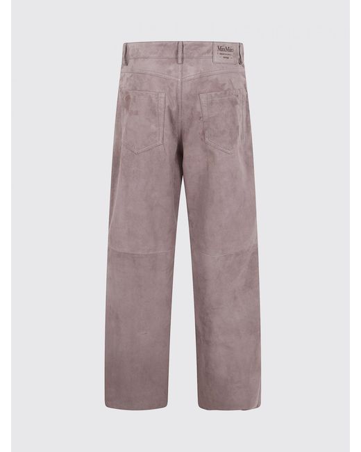 Max Mara Brown Suede Leather Trousers