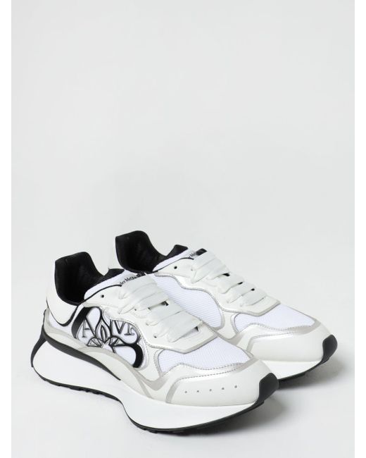 Sneakers Sprint Runner in pelle e mesh di Alexander McQueen in White da Uomo