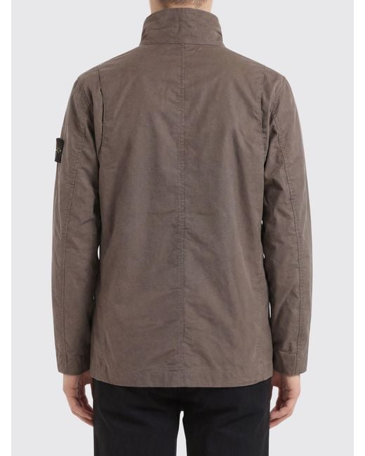 Stone Island Brown Waxed Cotton Jacket for men