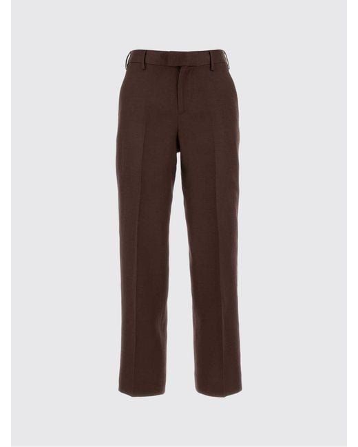PT Torino Brown Classic Linen And Cotton Blend Trousers