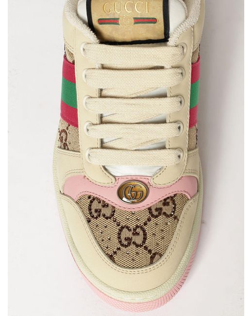 Gucci Natural Screener Jacquard Gg Monogram Leather And Cotton Low-Top Sneakers