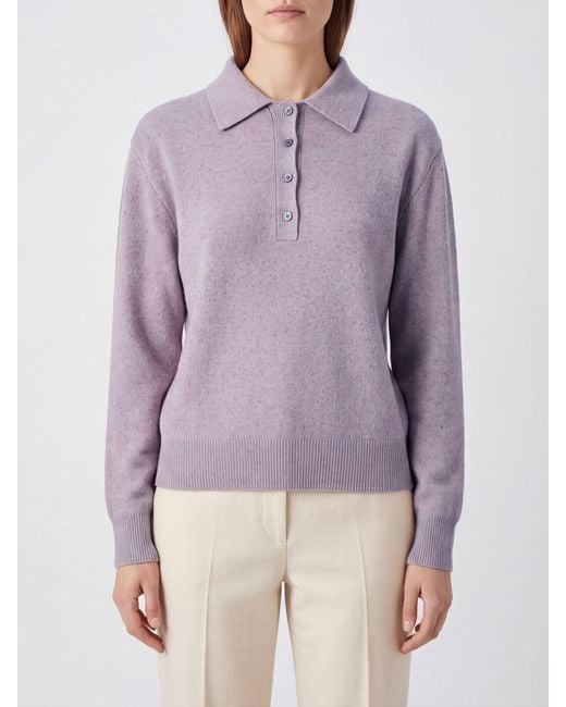 Rohe Purple Long-Sleeved Knit Polo