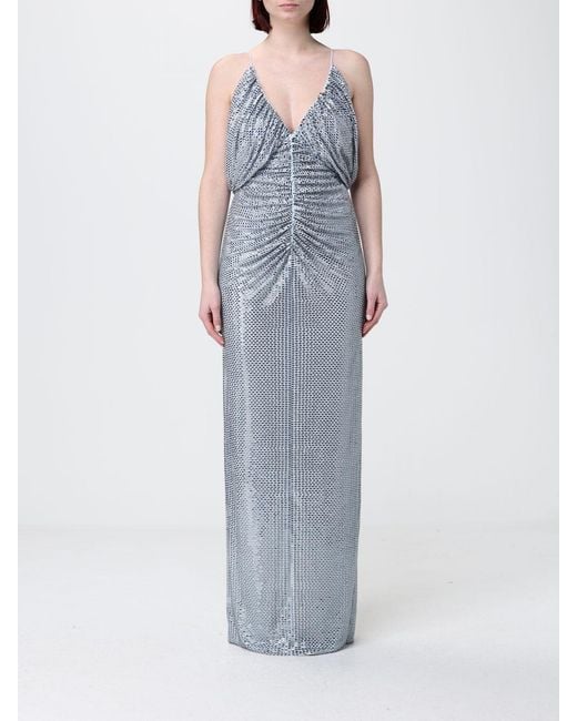 Self-Portrait Gray Long Dress With Rhinestones