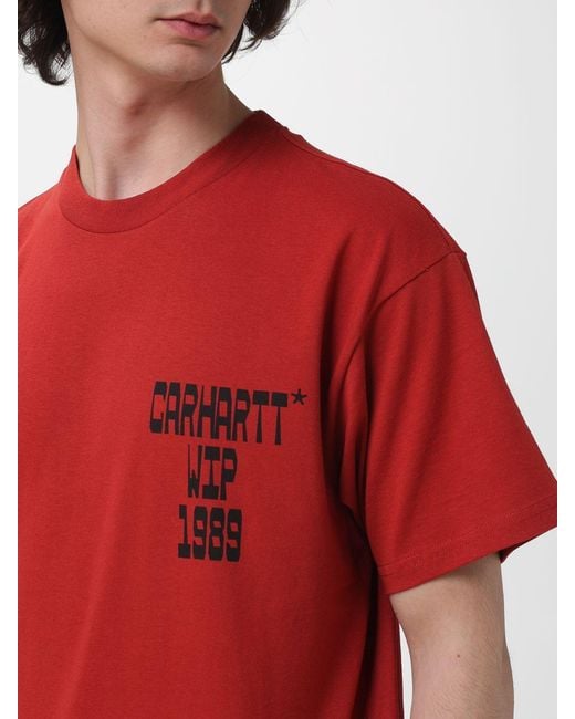 Carhartt Red Cotton T-Shirt With Logo for men