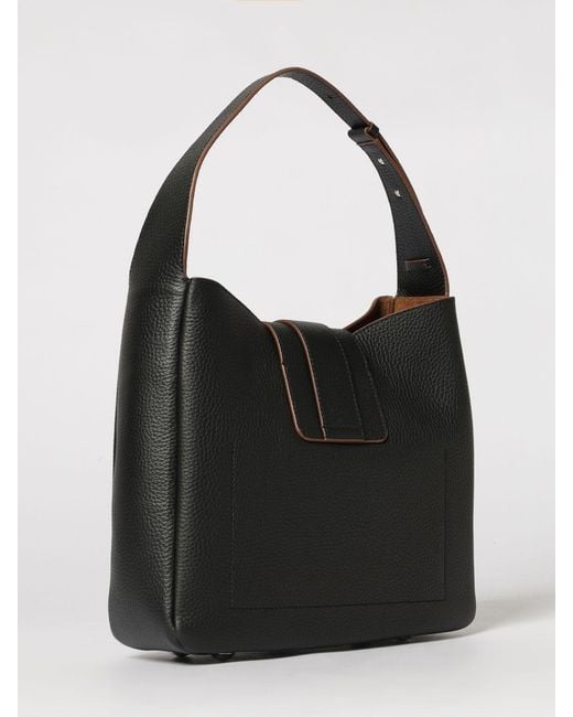Hogan Black Grained Leather Hobo Shoulder Bag