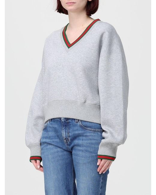 Gucci Blue Cotton Sweatshirt With Web