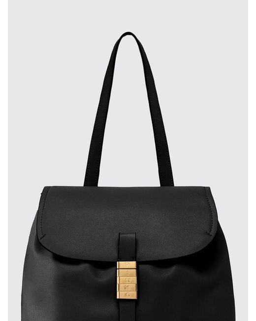 Pinko Black Saddle Leather Backpack