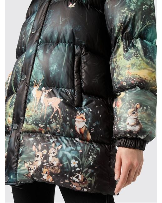 Philipp Plein Gray Printed Nylon Fairy Down Jacket
