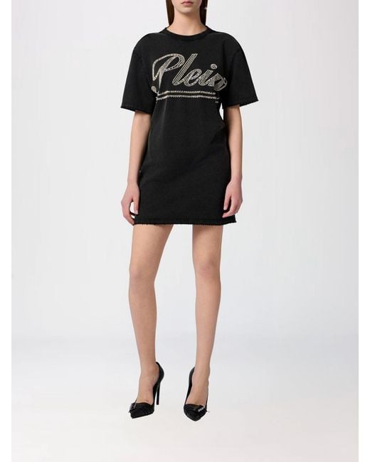Philipp Plein Black Cotton Crew-Neck T-Shirt With Rhinestone Logo