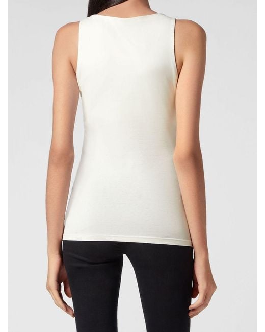 Philipp Plein White Slim Fit Jersey Tank Top With Square Neck And Embroidered Logo