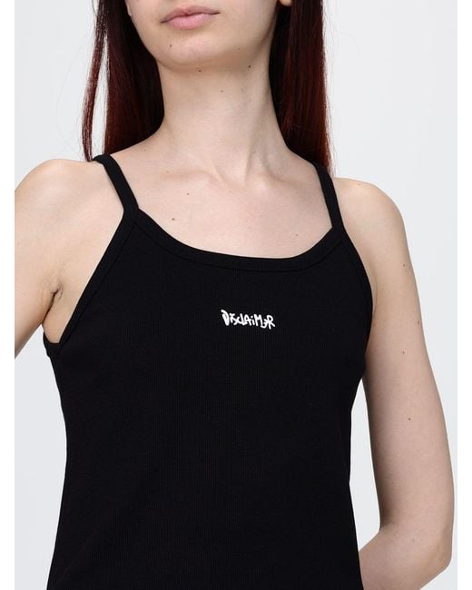 DISCLAIMER Black Slim Fit Stretch-Cotton Top With Contrast Logo