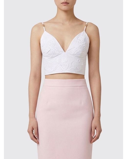Liu Jo Pink Cropped Cotton Poplin Top