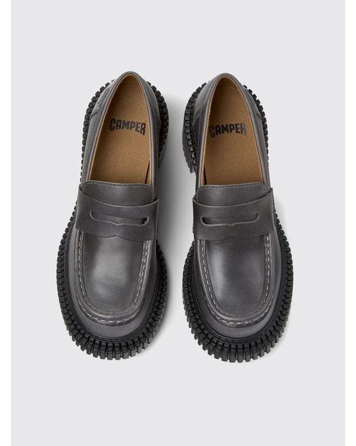 Camper Gray Pix London Leather Loafers