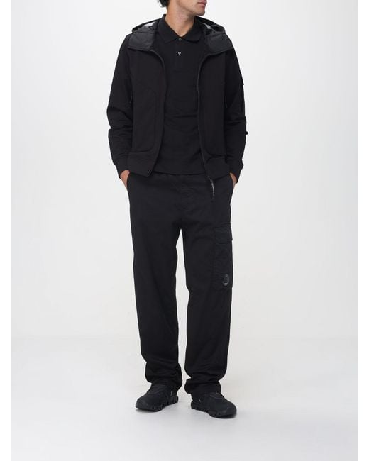 C P Company Black Stretch Cotton Cargo Pants for men