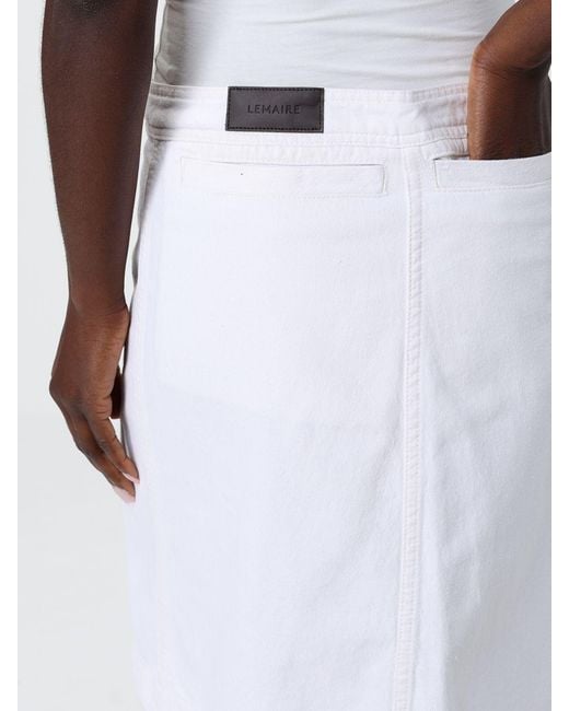 Lemaire White Asymmetric Denim Skirt