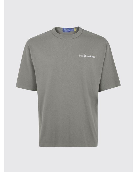 Polo Ralph Lauren Gray Crewneck Cotton T-Shirt With Contrast Logo for men