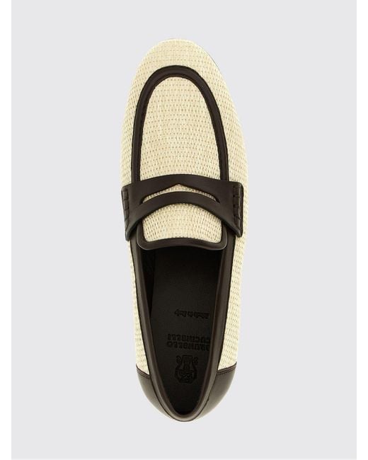Brunello Cucinelli White Canvas And Leather Loafers